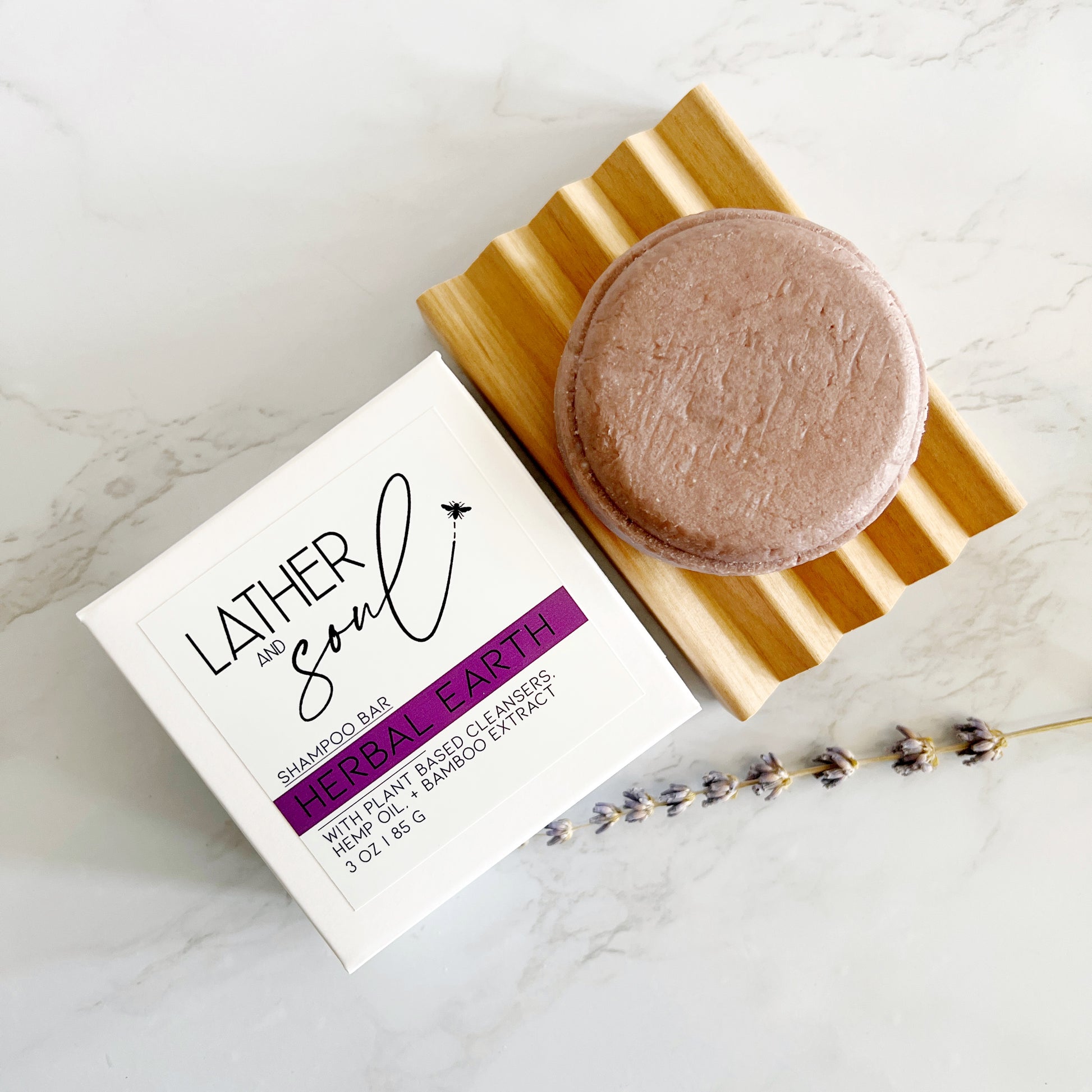 The best eco friendly solid shampoo bar scented with essential oils.